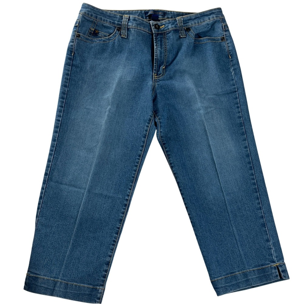 Jeanstar Straight Leg Crop Jeans Blue Stretch Denim Mid Rise Womens 14